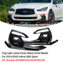 Bumper Fog Light Lamp Cover Black Grille Bezels For 2018-2020 Infiniti Q50 Sport