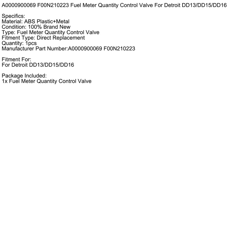 A0000900069 F00N210223 Fuel Meter Quantity Control Valve For Detroit DD13/DD15/DD16