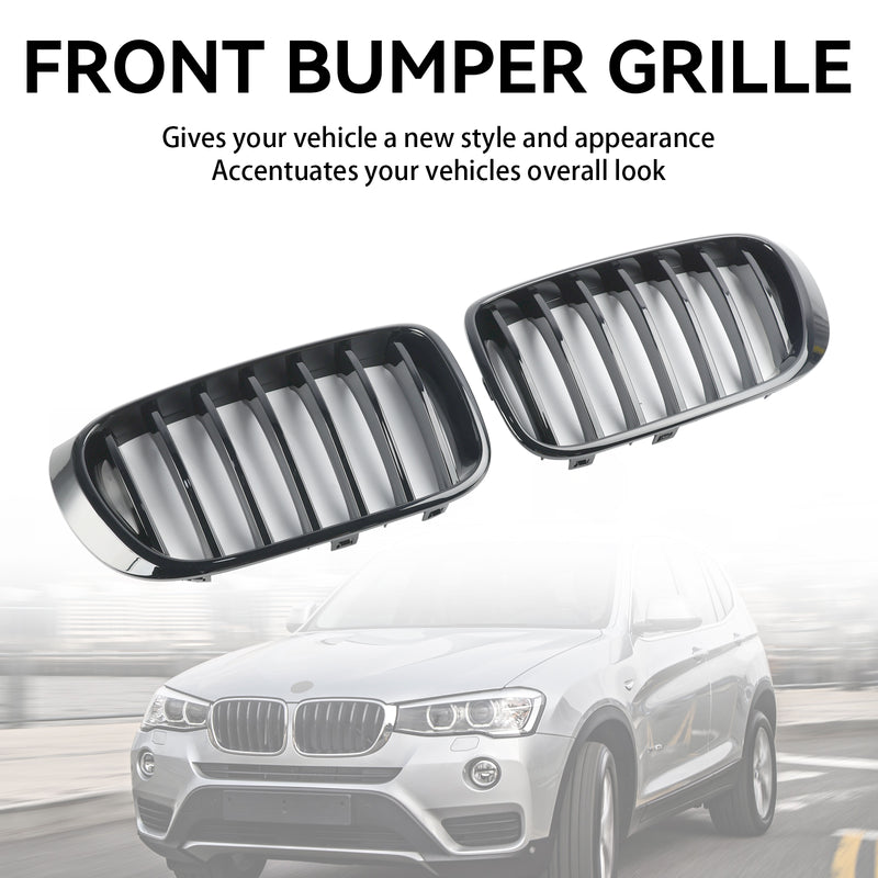 BMW X3 X4 F25 F26 2014-2017 Gloss Black Front Bumper Kidney Grill Grille