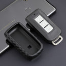 Leather Silicone Car Key Case Cover With Buckle For Mitsubishi