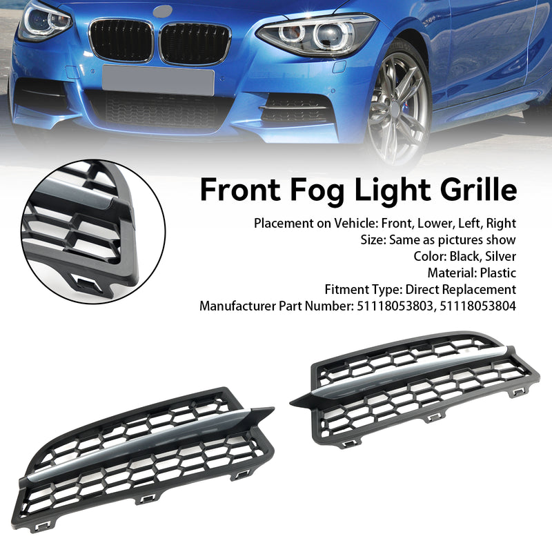 2PCS Front Bumper Fog Light Cover Bezel Grill Grille Fit BMW F20 F21 2011-2015 M