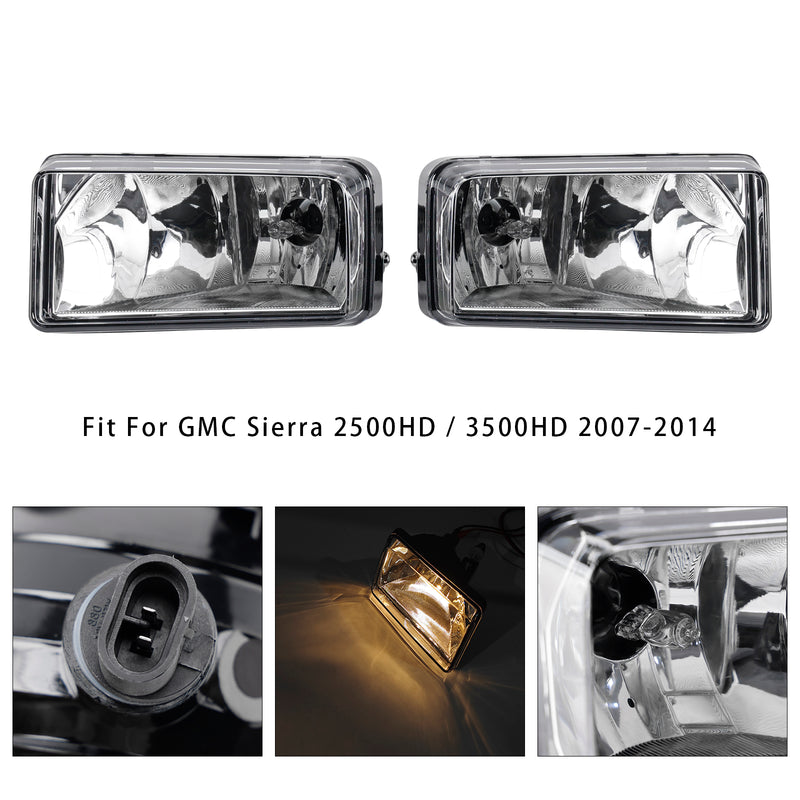 Pair Front  Fog Light Lamps With Bulbs For Chevy Silverado 2007-2013 Clear Lens