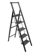 5 Step Ladder, Foldable Step Stool, Aluminum Step Ladder with Anti-Slip Pedal