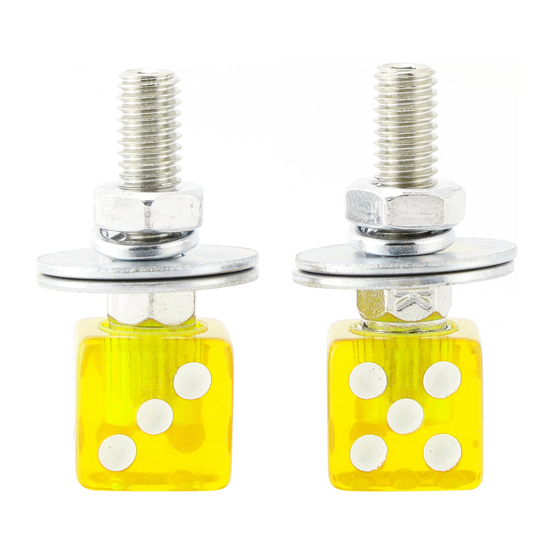 M6 Plastic Custom Head Dice License Plate Frame Screws Bolts Hardware Yellow X2