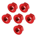 6 Pack Aluminum Rear Sprocket Flange Nuts M10X1.5mm Red For Motorcycle Bike
