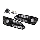 2PCS Black Front Fog Grill Grille Light Cover Fit Audi A8 S8 2015-2017