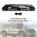 Black Front Bumper Grille Grill Fit Toyota Tacoma 2024+ With Led & Light Bar