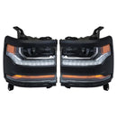 2016-2019 For Chevy Silverado 1500 Left+Right LED Headlight Gloss Black 84357696 84893098
