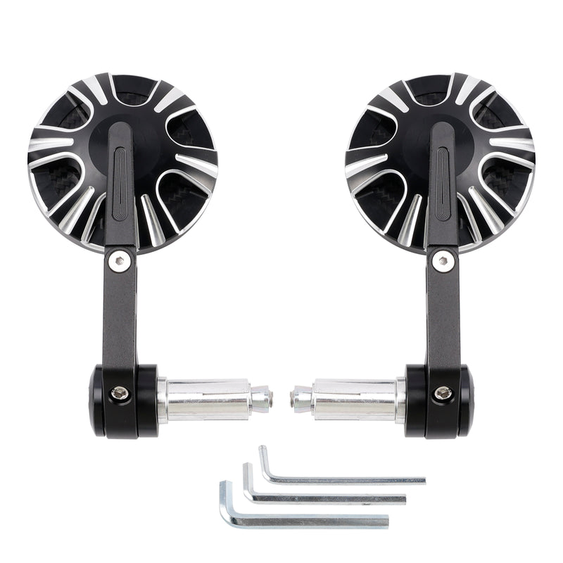 Billet Aluminum 22mm 25mm Round Bar End Mirror For Tracker Superbike Motorcycle