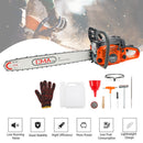 24" 68CC Gasoline Chainsaw Cutting Wood Gas Sawing Crankcase Chain Saw