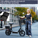 500W Adult Shock Absorption Electric Scooter with Seat 14" Commuter Electric Scooter With Carry Basket - Up to 30 Miles 20MPH
