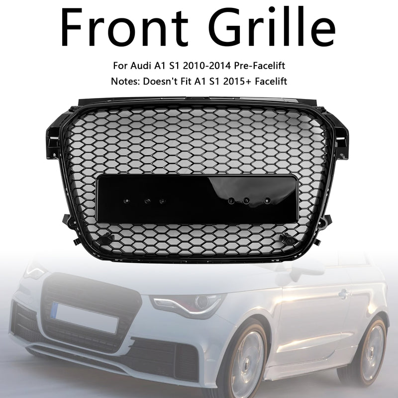 Gloss Black Front Honeycomb Bumper Grill Grille Fit Audi A1 S1 2010-2014