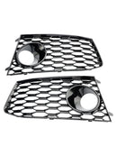 Pair Front Bumper Fog Light Lamp Frame Grille Covers Fit Audi RS7 2014-2018