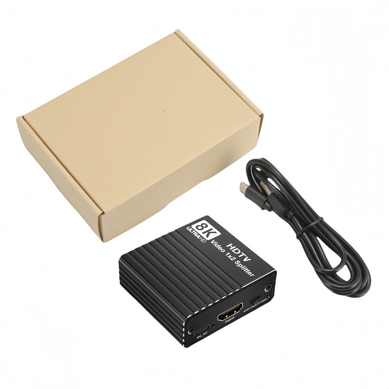 8K HDMI 1 to 2 Splitter HD2.1 8K60hz/4K120hz/1080P240hz w EDID 1 Input 2 Output