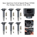 6pcs Ignition Coil & Spark Plugs UF502 For Dodge Chrysler 3.5L 4.0L