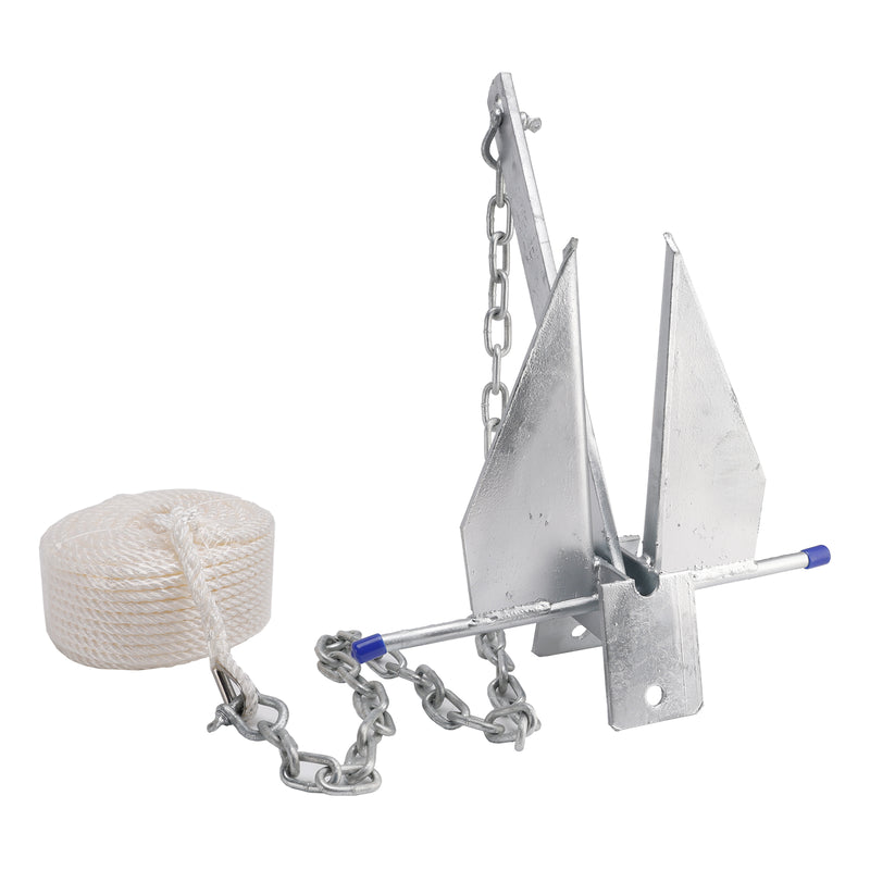 Kit Galvanized Boat Anchor 10Lbs Sliding Anchor & Chain & Rope Silver For Boat