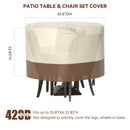 420D Circular Waterproof Patio Furniture Cover for Outdoor Table and Chairs