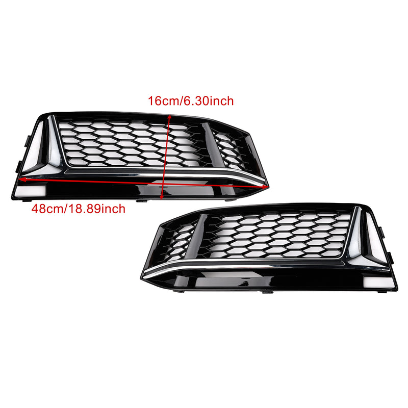 2PCS Fog Light Cover Grille Grill Fit AUDI A4 B9 S-Line S4 2016-2018
