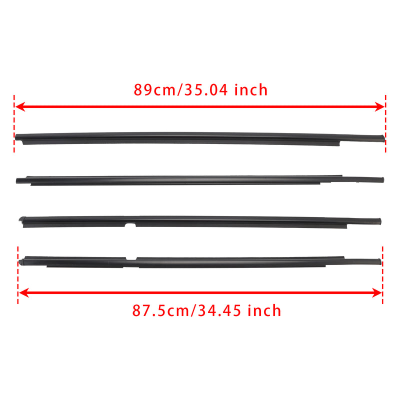 4PCS Door Glass Belt Outer Molding Weatherstrip For Toyota Yaris Hatchback