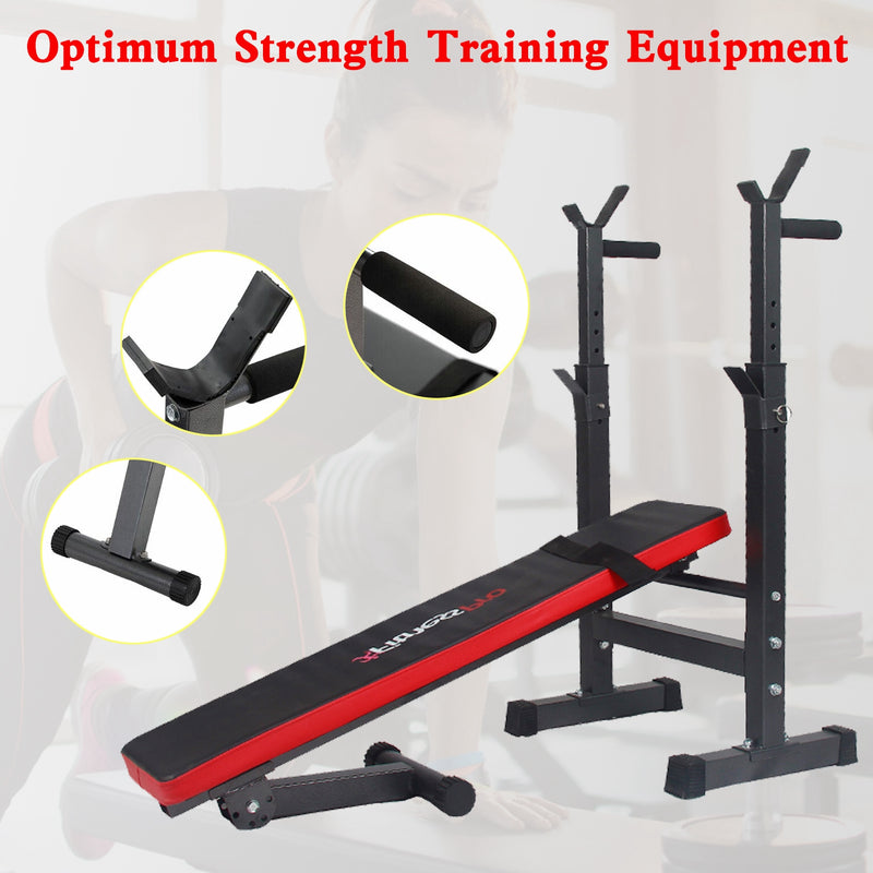 Adjustable Weight Bench Folding Bench Press w/Barbell Rack Pec workout