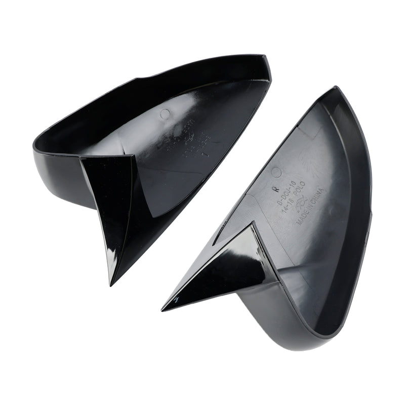 Gloss Black Wing Door Mirror Cover Caps for Left + Right VW Polo MK5 09-17