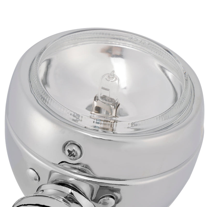 #D19 Motorcycle Spotlight Headlight Fog Beam Chrome Fit For Motorcycle Scooter