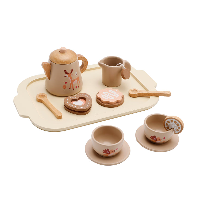 13Pcs Western Kitchen Wooden Tea Sets Play Kitchen Dishes/Tea Set For Kid