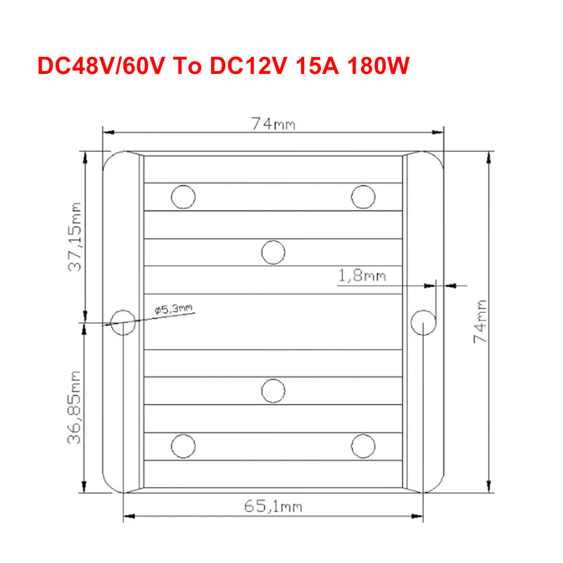 WaterProof 48V/60V to 12V 15A 180W Step Down DC/DC Power Converter Regulator