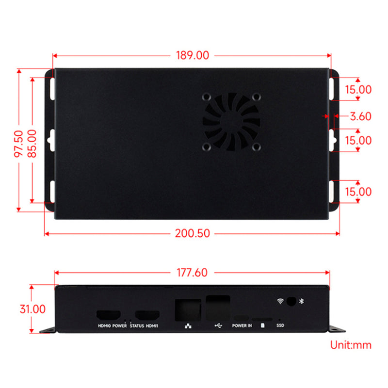 Raspberry Pi CM5 IO Compute Module 5 IO Board Metal Heat Dissipation Enclosure