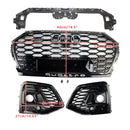 Front Bumper Grille Honeycomb Grill & Fog Light Cover Fit Audi Q5 2021-2025