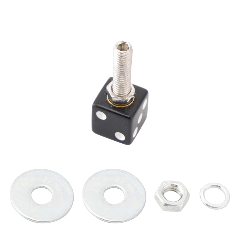 2x Custom DICE License Plate Bolt Screw Black Plastic Motorcycle Chopper Bobber