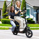 500W Adult Shock Absorption Electric Scooter with Seat 14" Commuter Electric Scooter With Carry Basket - Up to 30 Miles 20MPH