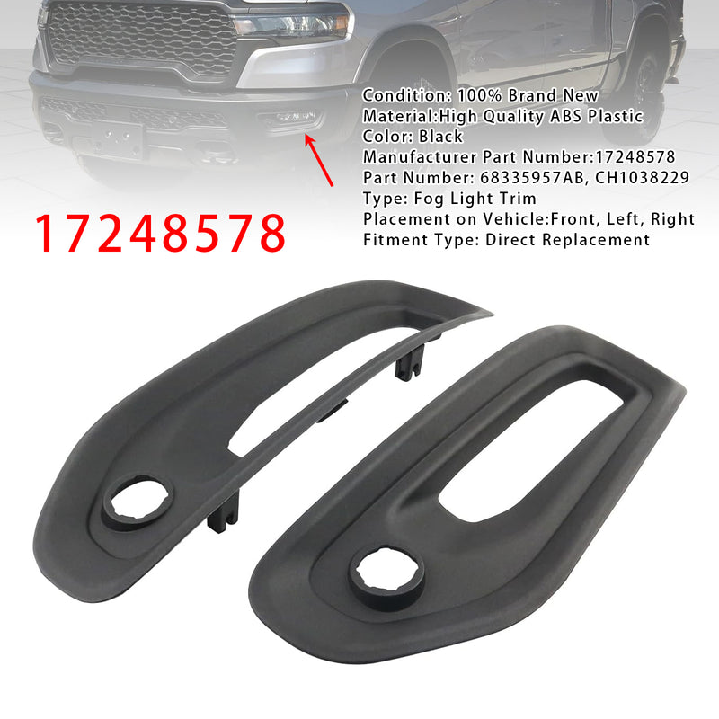 Pair Fog Light Trim Driving Lamp Frame For Ram 1500 Rebel 2019-2022 68335957AB