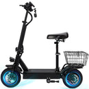 400W Adult Shock Absorption Electric Scooter with Seat 10" Commuter Electric Scooter With Carry Basket - Up to 25 Miles 20MPH For Lady