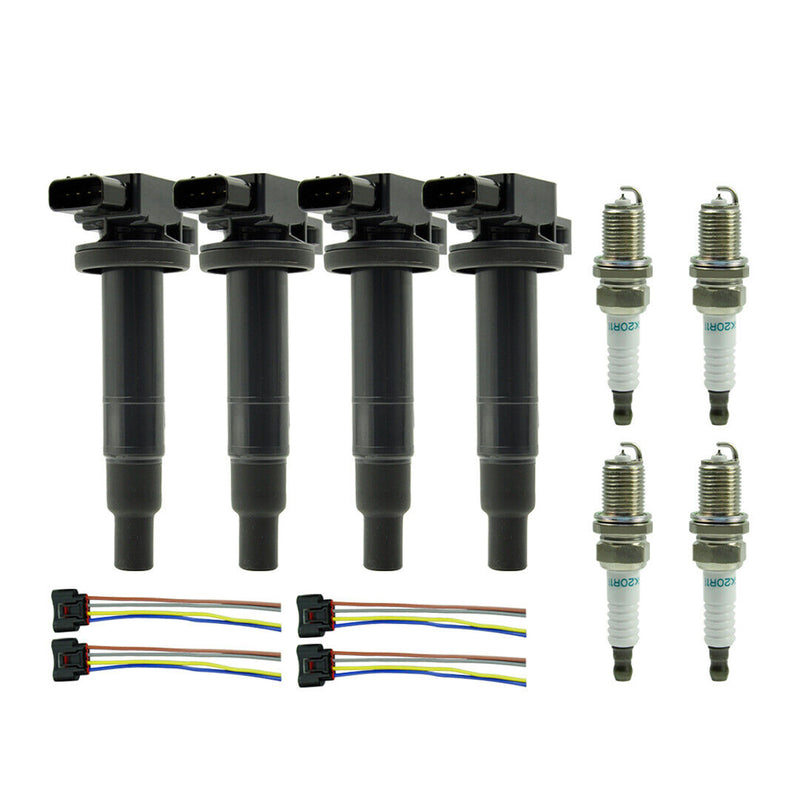 4X lgnition Coil +Spark Plug+Connector UF316 90919-02240 9008019021 For Scion XA XB 1.5L Fedex Express