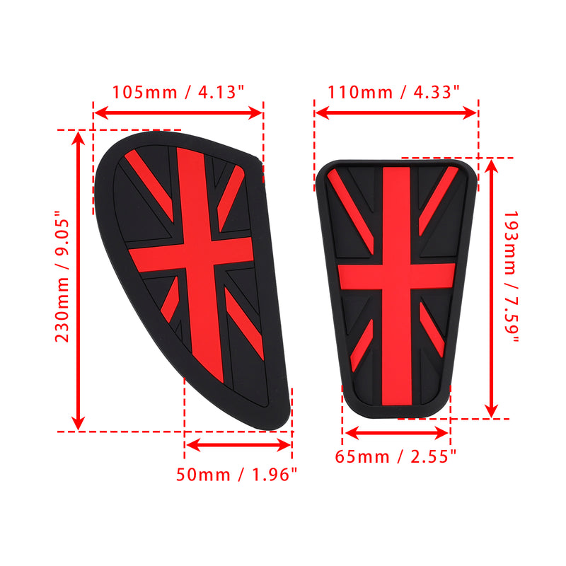 UNION JACK FUEL TANK KNEE PADS GRIPS KIT RED FOR CONTINENTAL GT 650 INTERCEPTOR