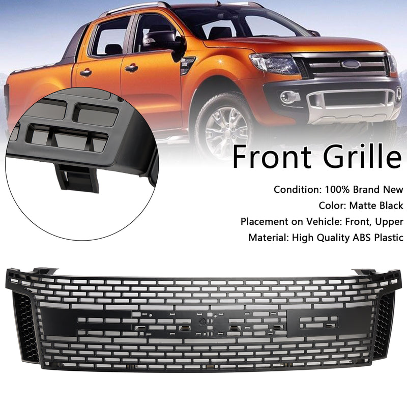 Matt Black Front Bumper Grill Grille Fit Ford Ranger T6 PX1 2012-2014