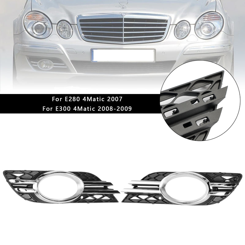 Front Fog Light Grill Chrome Trim Cover Set Fit Mercedes-Benz E-CLASS W211 07-09