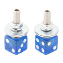 2x Custom DICE License Plate Bolt Screw Blue Plastic Motorcycle Chopper Bobber