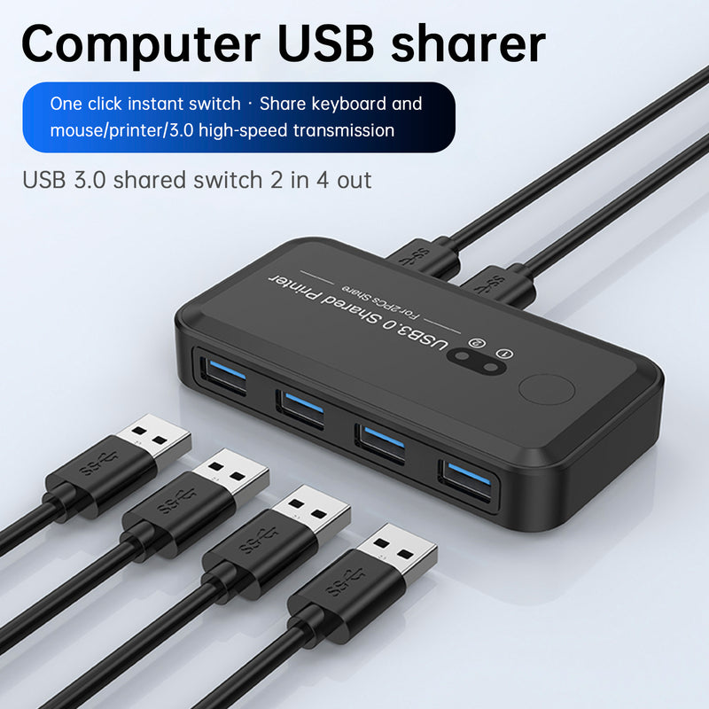 USB3.0 Switcher 2-Input 4-Output Keyboard Mouse High-Speed Peripheral Switch