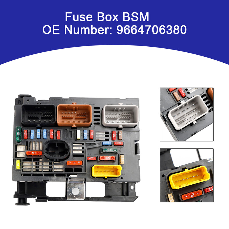 Fuse Box BSM 9664706380 For Citroen Berlingo C4 C8 Peugeot Partner 307 2007-