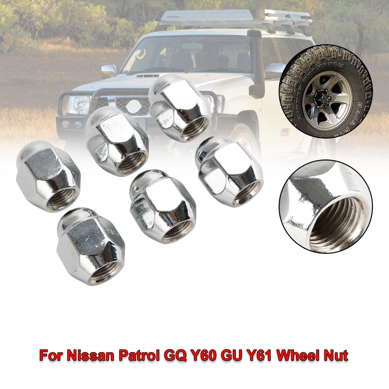 6PCS Chrome Wheel Nut Fit Nissan Patrol GQ Y60 GU Y61 Fit Ford Maverick
