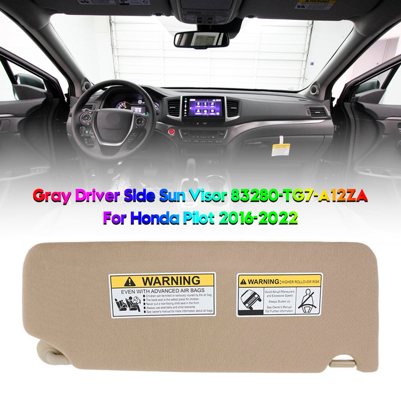 Gray Left Side Sun Visor 83280-TG7-A12ZA For Honda Pilot 2016-2022