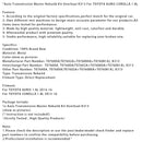 Auto Transmission Master Rebuild Kit Overhaul K313 For TOYOTA AURIS COROLLA