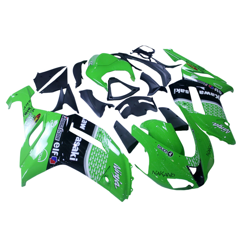 Fairings 2007-2008 Kawasaki ZX6R ZX636 Green Black  ZX6R  Generic