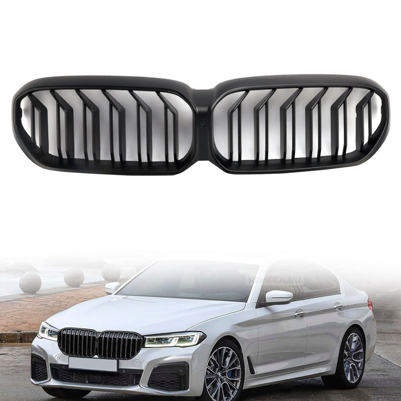 Matte Black Dual Slats Front Kidney Grille For BMW G30 G31 LCI 2021-2024