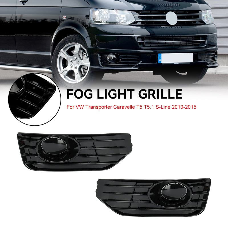 VW T5 T5.1 2010-2015 Fog Lamp Light Cover Insert S-line Grill Gloss Black