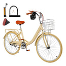 24 inch Women City Bicycle Beach Cruiser Bike with Basket & Rack Yellow