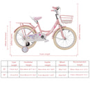 18" Child Bicycle Girls Bike with auxiliary wheels & Rack & Basket Pink