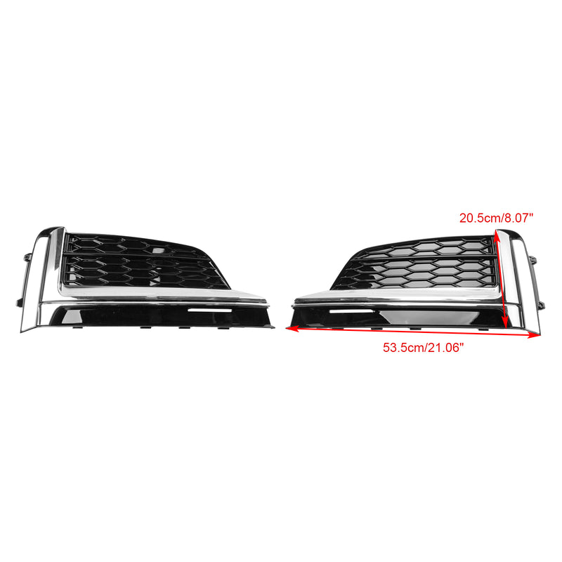 2PCS Front Bumper Fog Light Grille Cover Trim Fit Audi S5 A5 S-Line 2018-2019